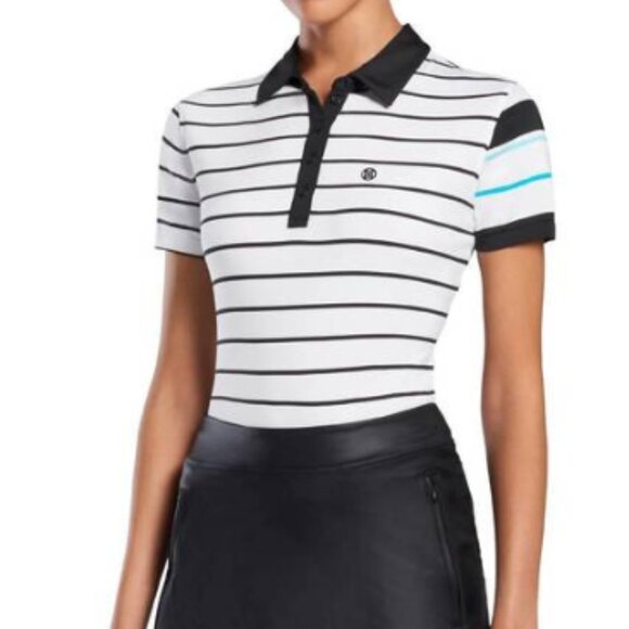 G/Fore Contrast Sleeve Short Sleeve Golf Polo Shirt Black and White Size Small - Picture 1 of 6